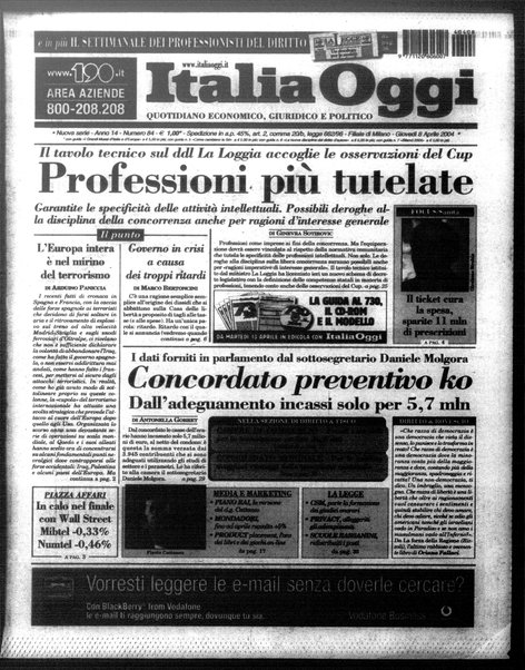 Italia oggi : quotidiano di economia finanza e politica